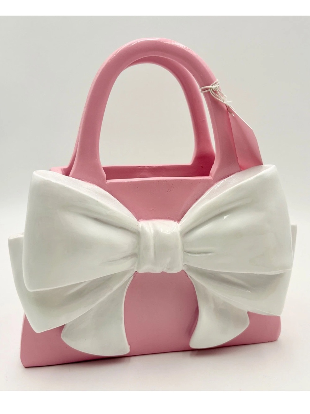 Pink Handbag with Large White Bow Coquette Decor Purse
👛